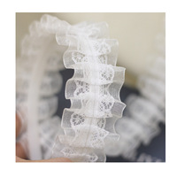 Bordure en dentelle plissée en polyester solide de 4 cm (1,6 pouce) en fil de neige, style Europe-Amérique pour vêtements, textile de maison et bricolage