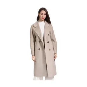 时尚冬季女士纯色修身羊绒大衣双面长保暖韩版女式羊毛大衣