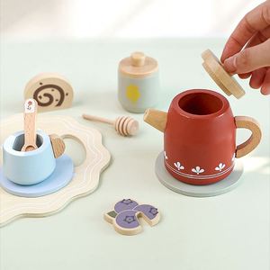 Ensembles de jeu de cuisine pour petites filles, design unisexe, bois lisse, cadeau d'anniversaire pour tout-petits, ensemble de thé en bois - Product Image 5