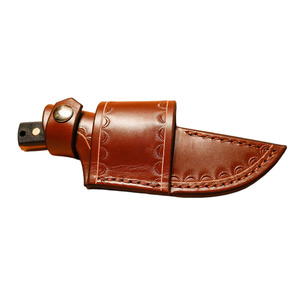 Étui à couteau en cuir véritable de haute qualité avec passant de ceinture pour couteaux à lame fixe, couteaux de chasse en plein air, étui en cuir - Product Image 1