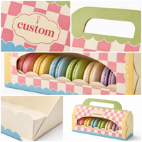 Boîte cadeau macaron personnalisée imprimée en couleur, emballage de boulangerie en carton avec fenêtre