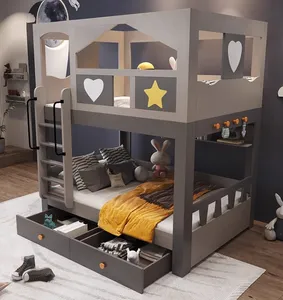 Kids Bed Room Furniture Wood Bunk Bed Child Kids Loft Bed Set With Storage And Stairs