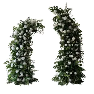 Moldura de casamento em metal para propostas de noivado e decorações de festas, arco de flor rosa natural verde e branco