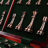 Échiquier en métal au design créatif, pièces d'échecs en bronze, pliable pour le voyage, 52 cm, prix d'usine, cadeau