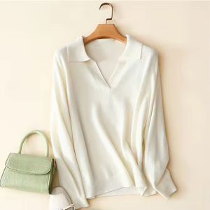 <span class=keywords><strong>Maglione</strong></span> <span class=keywords><strong>POLO</strong></span> con Scollo a V in Puro Cashmere Mongolo, Camicia in Cashmere per <span class=keywords><strong>Donna</strong></span>, <span class=keywords><strong>Maglione</strong></span> Invernale del Produttore - Product Image 3