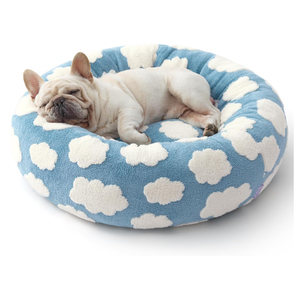 Lit pour <span class=keywords><strong>chien</strong></span> Donut <span class=keywords><strong>taille</strong></span> <span class=keywords><strong>moyenne</strong></span> - Lit rond pour chat d'intérieur, cadeau apaisant avec housse lavable, lit décoratif mignon pour la maison - Product Image 1