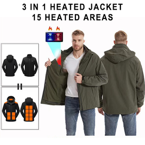 <span class=keywords><strong>Giacca</strong></span> Bomber 3 in 1 Smart Riscaldante da Uomo, Antivento, Impermeabile, Unisex, Invernale, Termica, con Cappuccio Staccabile, per Pesca e Attività all'Aperto - Product Image 1