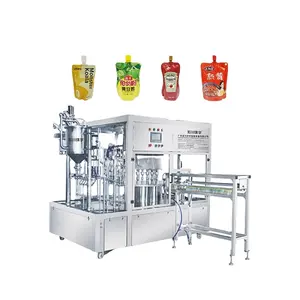 Machines d'insertion et de scellage de poche de bec de jus de fruit Standup liquide sac eau jus lotion pâte confiture