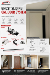 Sistema de <span class=keywords><strong>Puerta</strong></span> Corredera Silenciosa con <span class=keywords><strong>Riel</strong></span> Oculto <span class=keywords><strong>para</strong></span> Puertas Interiores de Madera Modernas - Product Image 2
