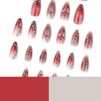 Ongles Prêts à Poser Y2K avec Logo Papillon Rouge – Manucure Haut de Gamme Automne/Hiver – Bestseller Transfrontalier – Vente en Gros