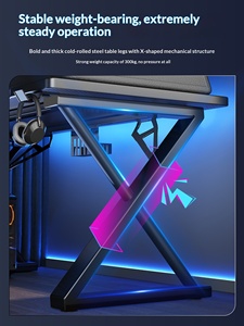 Table d'ordinateur pour e-sport, utilisation à domicile, chambre à coucher, matériau PVC, design électrique de compétition, crochet pour casque, porte-gobelet, version améliorée premium - Product Image 2