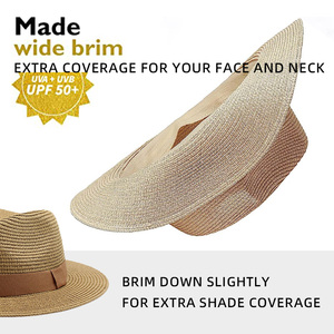 Bán buôn xu hướng mũ cho phụ nữ thời trang rộng Vành Panama mũ rơm biểu tượng tùy chỉnh Mexico mặt trời mùa hè Fedora mũ rơm - Product Image 5