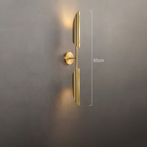 Applique murale de style nordique de luxe, entièrement en cuivre, design minimaliste postmoderne, créatif, pour salon, chambre à coucher, mur d'arrière-plan de télévision - Product Image 2