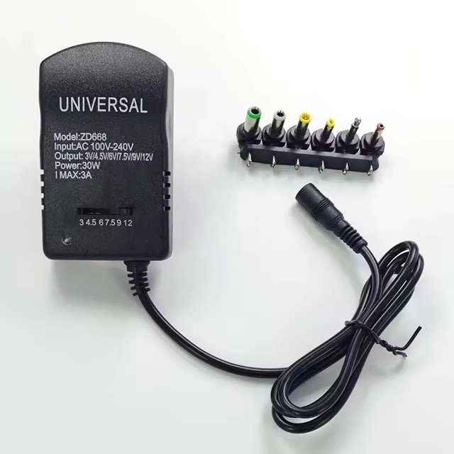 Universal Adjustable Adapter Power Supply Charger 3A 30W AC 220V to DC 3V 4.5V 6V 7.5V 9V 12V Power Source with DC Female 7 Plug