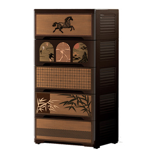 Vintage Style Storage Cabinet With <b>Drawers</b> Coffee Brown Rectangle Standing Type Clothing Organizer Bedroom Living Room Use - Product Image 5