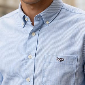 חולצת שרוול ארוך בעיצוב אישי לגברים, חולצת קיץ נושמת מפוליאסטר/כותנה, חולצת פסים רקומה עם כפתורים - Product Image 4