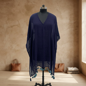 Cotton Woven Women's Kimono with Floral Print Contrast Color Long Sleeves - Product Image 2