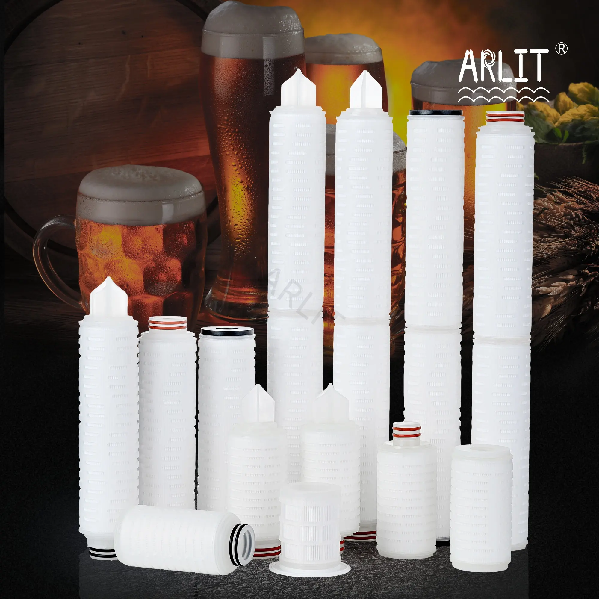 Filter Manufacturer 022/0.45/0.5 Micron 10 Inch PP/PES/PTFE Pleated Membrane Water Filter Cartridge For Industry Filtration