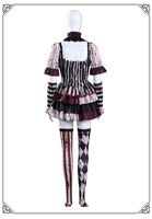 Costume de Clown Femme Zombie Effrayante pour Cosplay, Robe de Bouffon de Cirque, Tenue de Scène pour Fête d'Halloween, Jeu de Rôle, Carnaval, Spectacle Anime