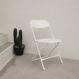 White Plastic Lightweight Durable Modern Folding Chair Stackable Outdoor Garden Dining Park Hotel & Villa Use - Product Image 1