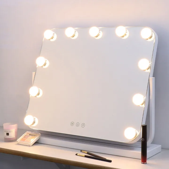 Hollywood Vanity Makeup Mirror with 11 Bulbs Lights Bedroom Bathroom LED Dressing Mirror with 3 Light Colors