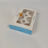 Boîtes à cupcakes blanches jetables et recyclables avec doublure en éponge, 50 pièces, fenêtre gaufrée, pelliculage mat, revêtement UV, finition brillante personnalisée