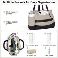 Sac fourre-tout de travail pour femme, léger et imperméable, avec porte-gobelet et compartiment pour ordinateur portable de 15,6 pouces, idéal pour les voyages et les enseignantes