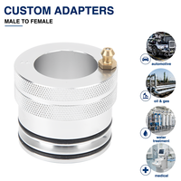 Manchon adaptateur en aluminium moleté sur mesure avec graisseur en laiton et joints toriques, adaptateur de liquide circulaire personnalisé pour l'automobile