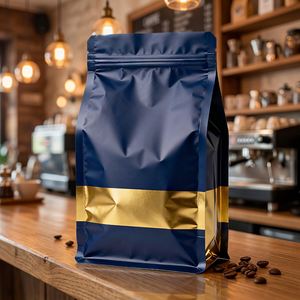Emballage de café personnalisé, sachet refermable biodégradable anti-odeur avec fermeture éclair et valve pour 1 kg de grains de café, fabrication directe en usine, OEM - Product Image 2
