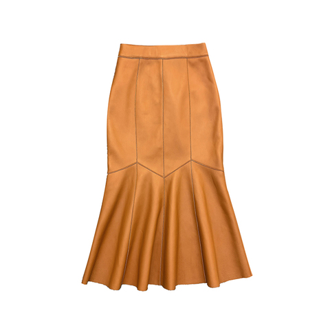 0345 Elegant Sheepskin Package Hip Skirt Women Genuine Leather Skirt Long Mermaid Skirt