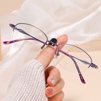 Baishifen S7013T Monture de lunettes presbytiques vintage ultra-légère en titane pur bicolore pour femme, petite monture semi-cerclée