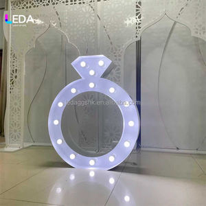 LEDA New Arrival Modern Giant Light Letters Metal Led Marquee 3D Led <b>Backdrop</b> <b>Stand</b> Ring Diamond Wedding Events Proposal - Product Image 4