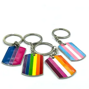 Wholesale Custom Zinc Alloy Metal Enamel Heart Pride Keyring Progress Gay Flag Lgbtq Rainbow Pride Keychain