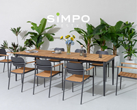 SIMPOLIFESTYLE Mobilier d'extérieur haut de gamme, tabouret de jardin de luxe, tabouret de balcon, chaise en teck en aluminium, ensemble de table à manger
