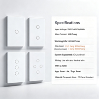 Interrupteur tactile intelligent WiFi Hooanke 3 voies, homologué ETL, fil neutre requis. Compatible avec Tuya et Alexa, service tout-en-un.