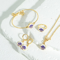 Ensemble de bijoux pour enfants en alliage de cuivre 4 pièces, design animal en émail panda girafe éléphant, ensemble de bijoux mignon pour filles