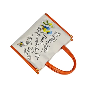 Bolsa de Compras de Algodón de Proveedor Indio, Personalizada con Iniciales, Monograma en Lona, Regalo para Mujer, Bolsa de Playa con Letras - Product Image 4