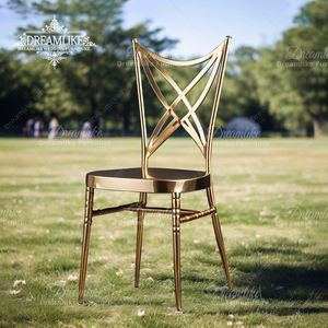 Istiflenebilir otel sandalyeleri toptan düğün mobilyası demir çerçeve ziyafet sandalye altın düğün etkinlik sandalyesi - Product Image 2