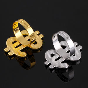 Bague Dollar Personnalisée en Gros avec Logo, Strass, Symbole Monétaire, Plaqué <span class=keywords><strong>Or</strong></span>/Argent, Bande Réglable, pour Fêtes, Magasins, Clubs, Événements, OEM - Product Image 4