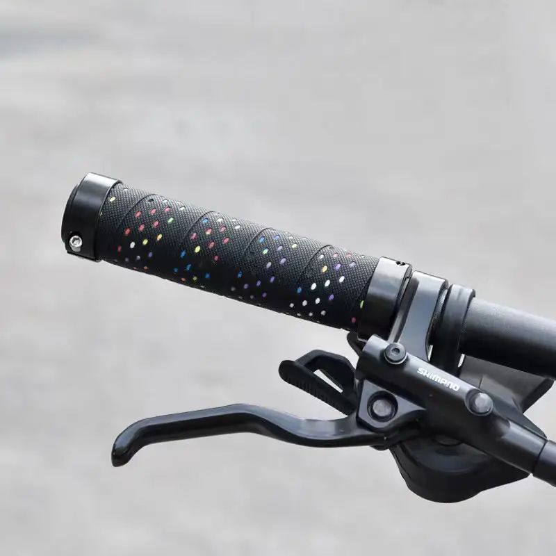 사이클링 자전거 잠금 핸들 바 엔드 그립 다채로운 미끄럼 방지 자전거 그립 PU 소재 22.2mm 핸들 바