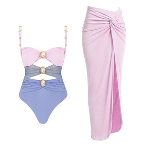 Popular Designs Summer Bodysuit Beachwear With <strong>Cover</strong> <strong>Ups</strong> Skirts Women Two Piece <strong>Swimwear</strong> Swimming Suit - Product Image 1