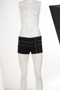 Shorts de Mujer Estilo Punk Metal con Aberturas y Tiras, Negros, de Cintura Baja, Elásticos, para Discoteca, Verano, Estilo Gótico - Product Image 6