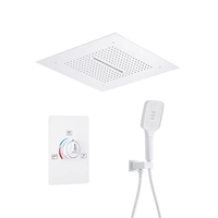 Système de douche mural en laiton doré brossé, mitigeur de luxe à jet de pluie doux, ensemble de robinetterie moderne pour salle de bain anti-fuite