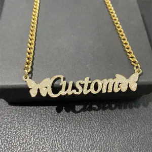 SSeeSY Bling Custom Personalized Stainless Steel Fashion Jewelry Letter Pendant Logo Name Necklace Personalised For Women