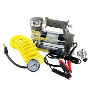 热卖电动便携式直流 12 v 单缸泵轮胎充气机带压力表