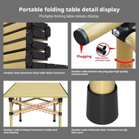 Grande table de pique-nique pliante extérieure en aluminium, fournitures de barbecue multifonctions portables pour le camping et l'école pour les extérieurs