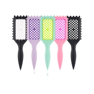 Hot bán dài xử lý Lược mới rơm lúa mì rỗng lưới Massage Tạo Kiểu Tóc Lược Đối với trang chủ sử dụng xoăn uốn tóc bàn chải - Product Image 2