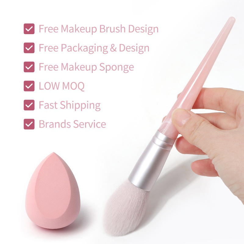 High Quality 10pcs Travel Face Concealer Makeup Brushes Set Cute Pink Synthetic Hair Custom Logo ...