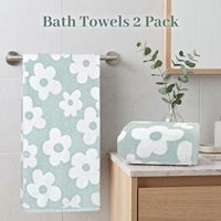 Serviettes de bain en coton floral couleur mousse marine, douces et à séchage rapide, pour filles et femmes, cadeau idéal pour la salle de bain et le spa