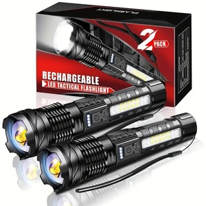 Lampes De Poche LED Laser Haute Puissance, Rechargeables Par USB, Forte Lumière à Main, Torche Multifonctionnelle Pour Camping D'urgence
